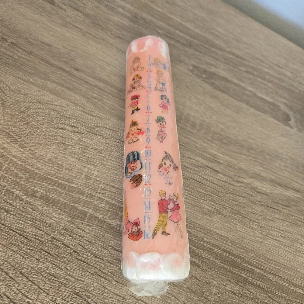 Happy Birthday Kids Pink Pillar Candle 1-16 Years Vintage